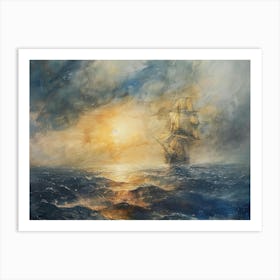 Sailing Ship At Sunset 3 Art Print