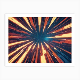 Abstract Digital Art Featuring A Futuristic, Glowing Tunnel With Neon Lines Of Energy And Data 1 Art Print