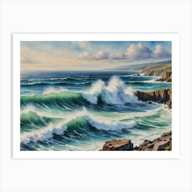 Crashing Majesty of the Deep Cliffs And Waves Art Print