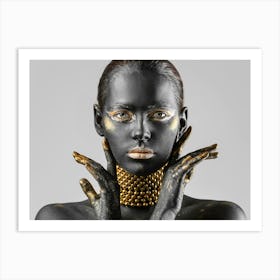 Black Woman With Gold Jewelry 1 Art Print