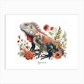 Little Floral Iguana 4 Poster Art Print