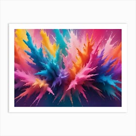 A Vibrant Explosion Of Colorful Paint Splatters, Creating A Dynamic And Chaotic Composition Art Print