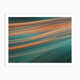 Abstract Background With Flowing, Wavy Lines In Shades Of Teal, Brown, And Orange, Creating A Sense Of Movement And Energy Art Print