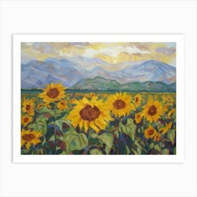 Sunflowers In The Mountains Art Print