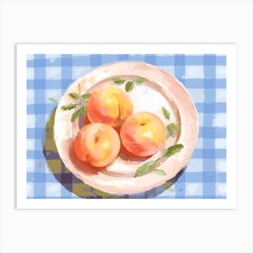 A Plate Of Peaches, Top View Food Illustration, Landscape 2 Art Print