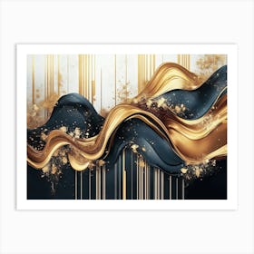 Abstract Gold And Black Painting 2 Art Print