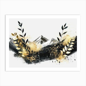 Gold And Black Abstract Painting 83 Art Print