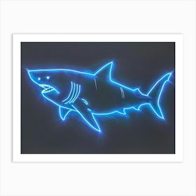 Blue Neon Great White Shark 1 Art Print