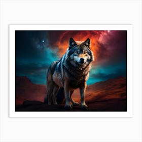 Wolf Howling At The Moon 6 Art Print