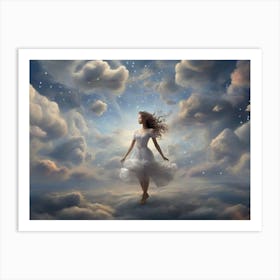 Girl In The Clouds Art Print