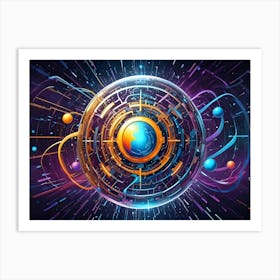 A Colorful, Abstract Design Featuring A Glowing Sphere With An Inner Layer Resembling A Planet Art Print