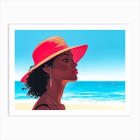 Illustration of an African American woman at the beach 14 Art Print