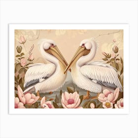 Floral Animal Illustration Pelican 1 Art Print