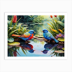 Birds And Reflections Art Print