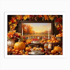 An Upbeat Thanksgiving Promotion Captured In A Spectacle Of Lavish Autumnal Embellishments Surroun Art Print