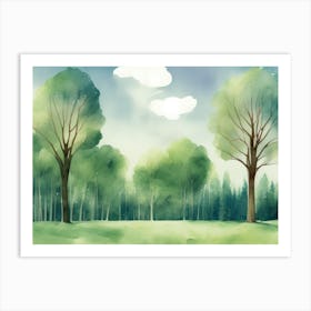 Watercolor Of Trees 3 Art Print