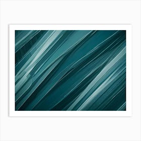 Abstract Background With Flowing, Diagonal Lines In Shades Of Teal And Green, Creating A Sense Of Movement And Depth Art Print