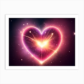 A Colorful Glowing Heart On A Dark Background Horizontal Composition 54 Art Print