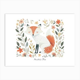 Little Floral Arctic Fox 1 Poster Art Print