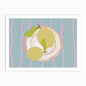 Lemons On Plate Art Print