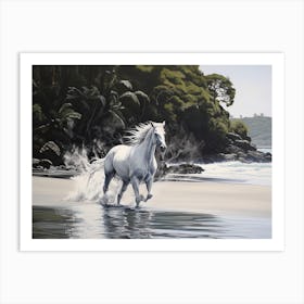 A Horse Oil Painting In Manuel Antonio Beach, Costa Rica, Landscape 1 Art Print