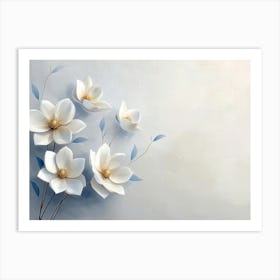 White Magnolia Flowers 3 Art Print