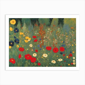 Poppies In The Meadow Gustav Klimt Art Print