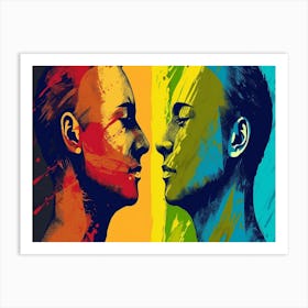 Two People Facing Each Other Art Print