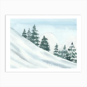 Watercolor Of A Winter Scene Art Print