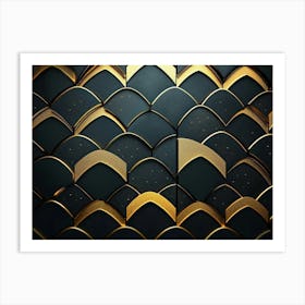 Golden Lines On A Dark Background 1 Art Print