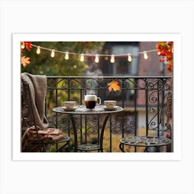 Autumn Leaves On A Balcony 1 Art Print