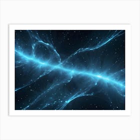 A Bright, Glowing Blue Stream Of Energy Flows Through A Dark, Starry Space, Surrounded By Intricate Fractal Patterns Art Print