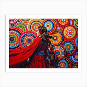 Woman In Red Dress Art Print