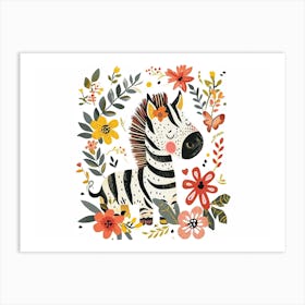 Little Floral Zebra 2 Art Print
