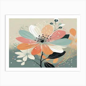 Flowers On A Beige Background Art Print