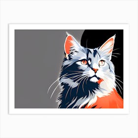 Portrait Of A Cat, cat art, digital cat art, Art Print
