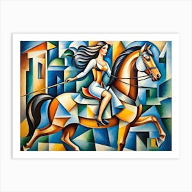 Woman Riding A Horse Art Print