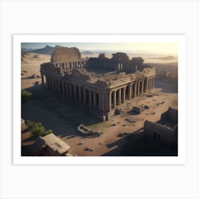 Aerial View Of A Ruined City With Ancient Relics Art Print