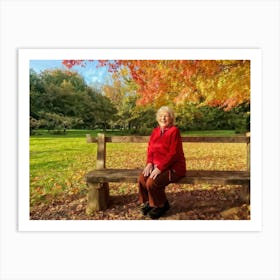 Autumn Leaves On A Bench Art Print