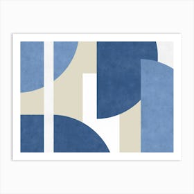 Half-moon Collage Colorblock Graphic Pattern - Blue Navy Shade Art Print