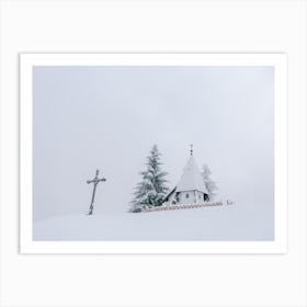 White church in the snow and mist | Austria |  Art Print