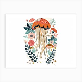 Little Floral Jellyfish 1 Art Print