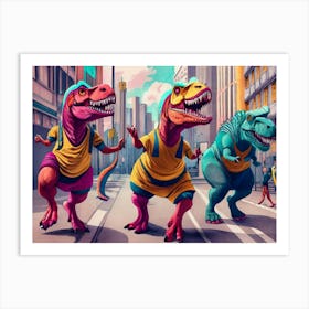 Dino Street Roarers Dancing To The Beatjpg Art Print