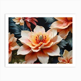 Flowers On A Black Background 14 Art Print