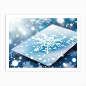 Card Featuring Defocused Snowflake Pattern Radiating Shine Abstract Design Gently Juxtaposing Wint (2) Art Print