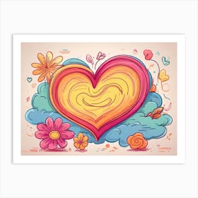 Heart With Flowers Art Print