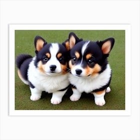 Two Cute Corgi Puppies Art Print