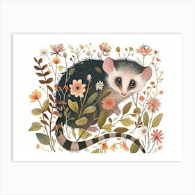 Little Floral Opossum 4 Art Print