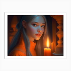 Girl Holding A Candle Art Print