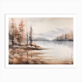 A Painting Of A Lake In Autumn 18 Art Print